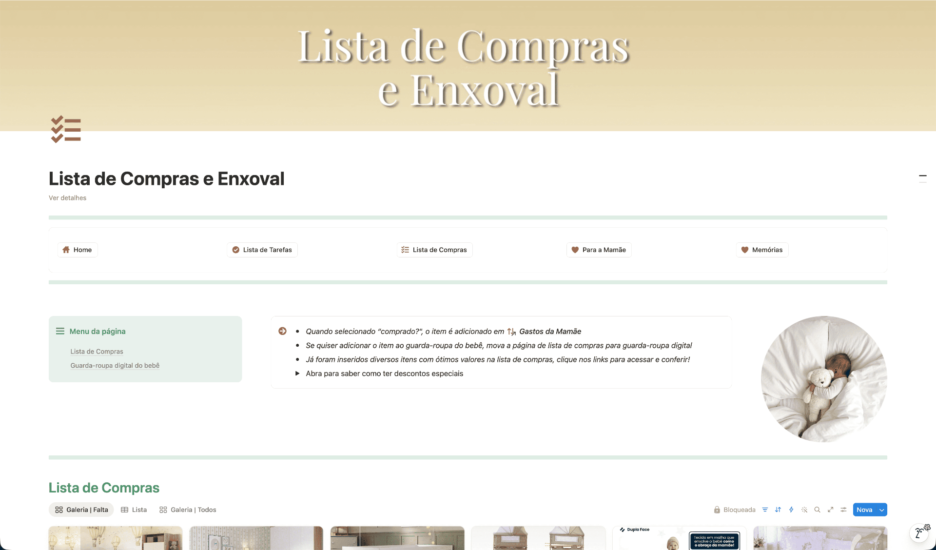 Lista de Compras e Enxoval