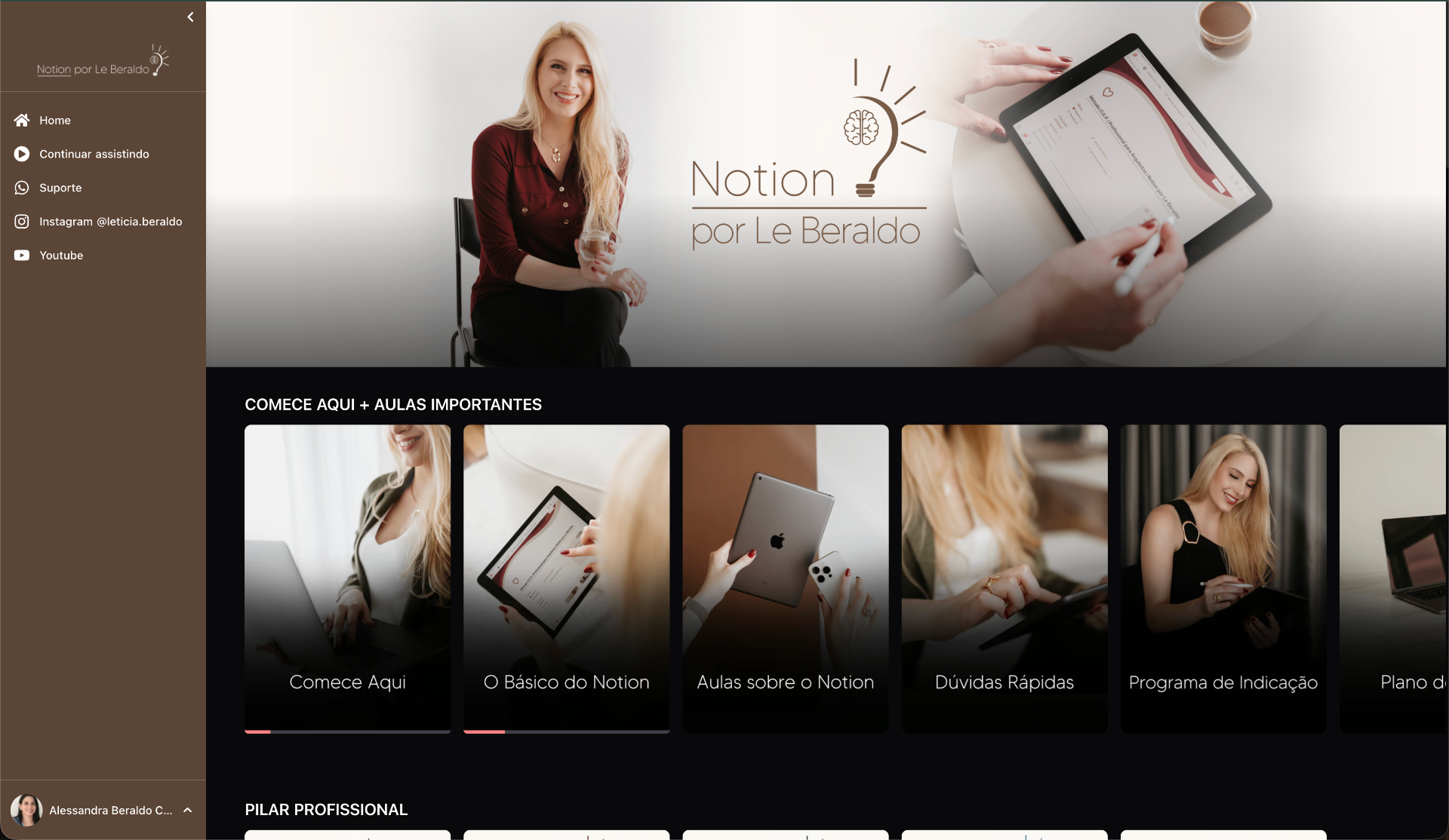 Bônus 1 — Plataforma completa de Aulas do Notion e do Sistema